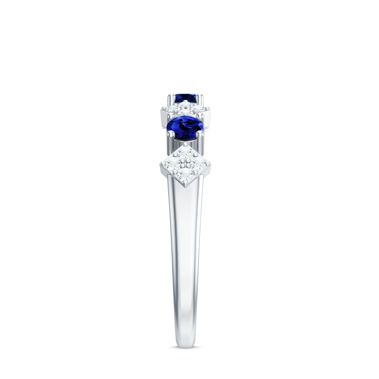 Certified Lab Grown Blue Sapphire Diamond Half Eternity Ring for Women
