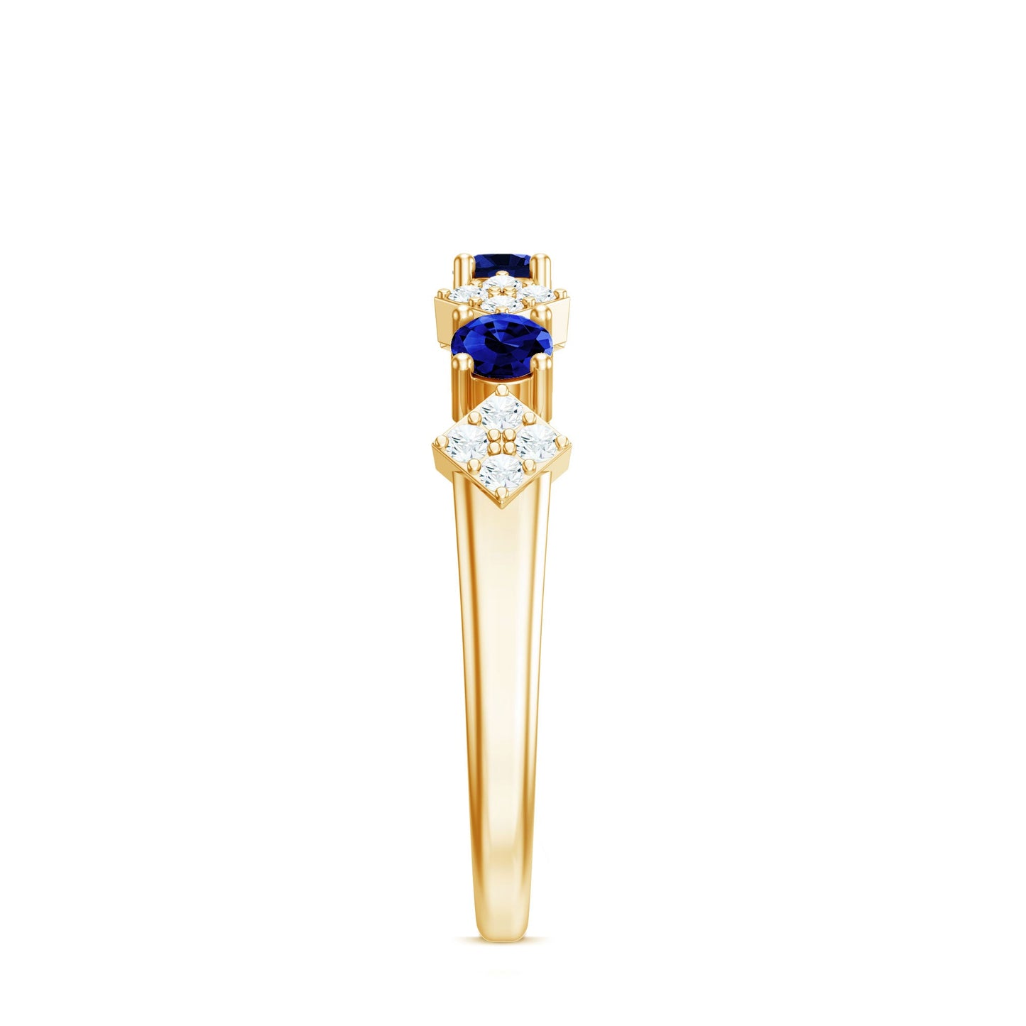 Certified Lab Grown Blue Sapphire Diamond Half Eternity Ring for Women