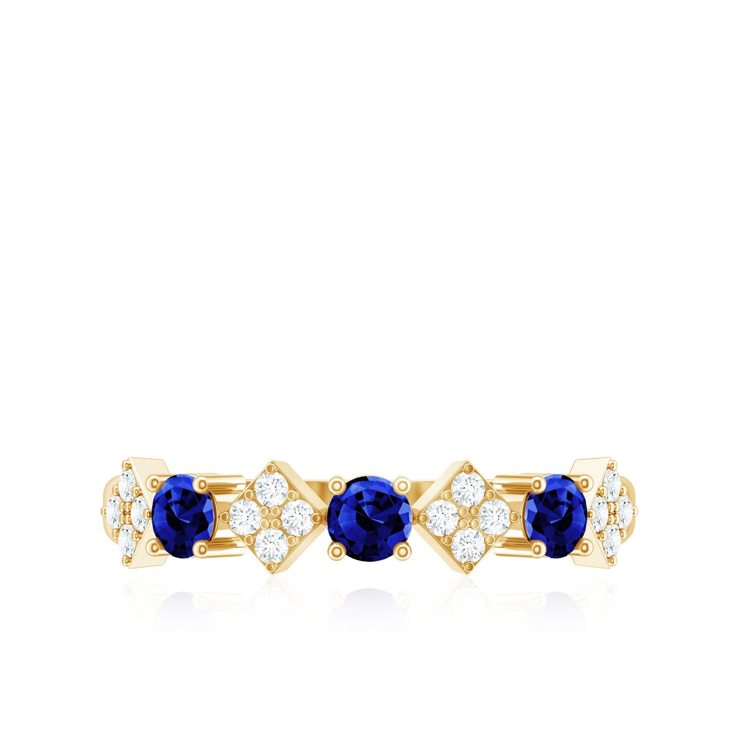 Certified Lab Grown Blue Sapphire Diamond Half Eternity Ring for Women