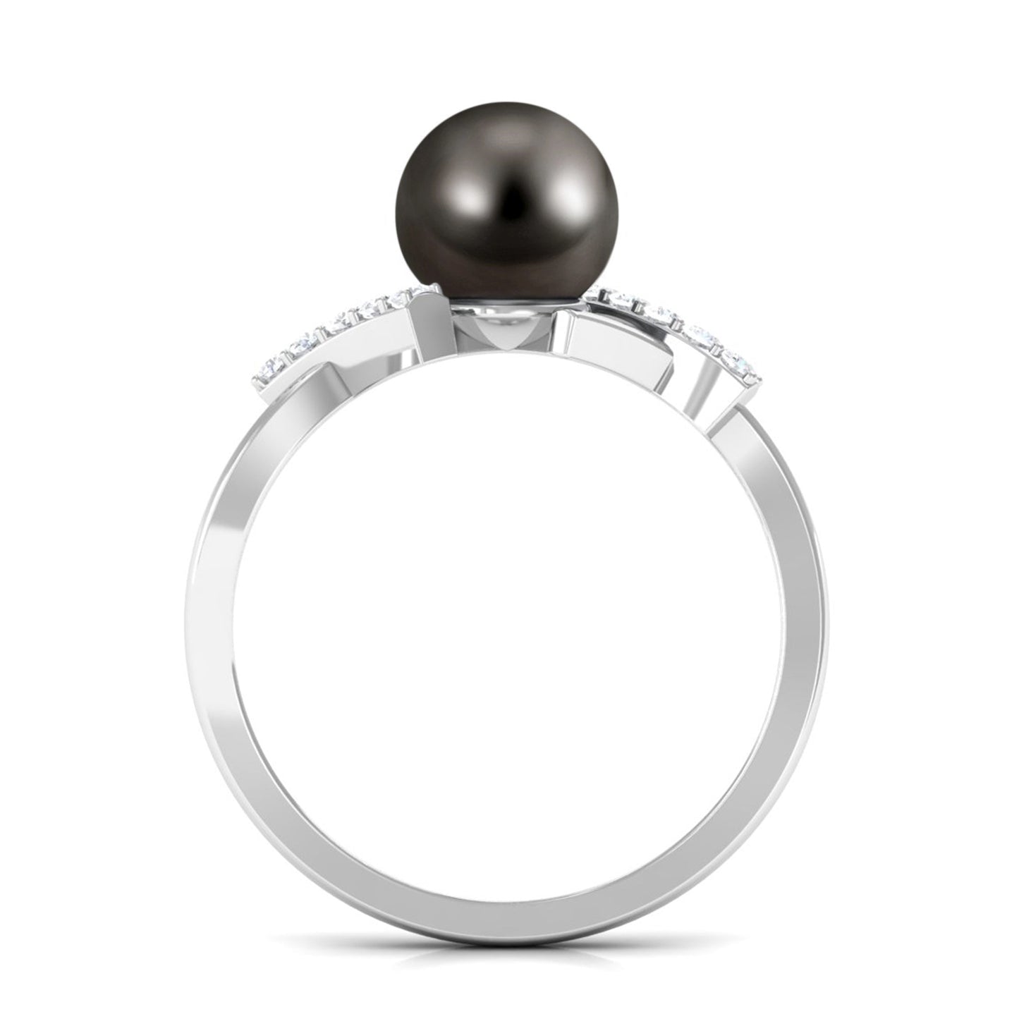 Tahitian Pearl Solitaire Ring with Diamond Accent
