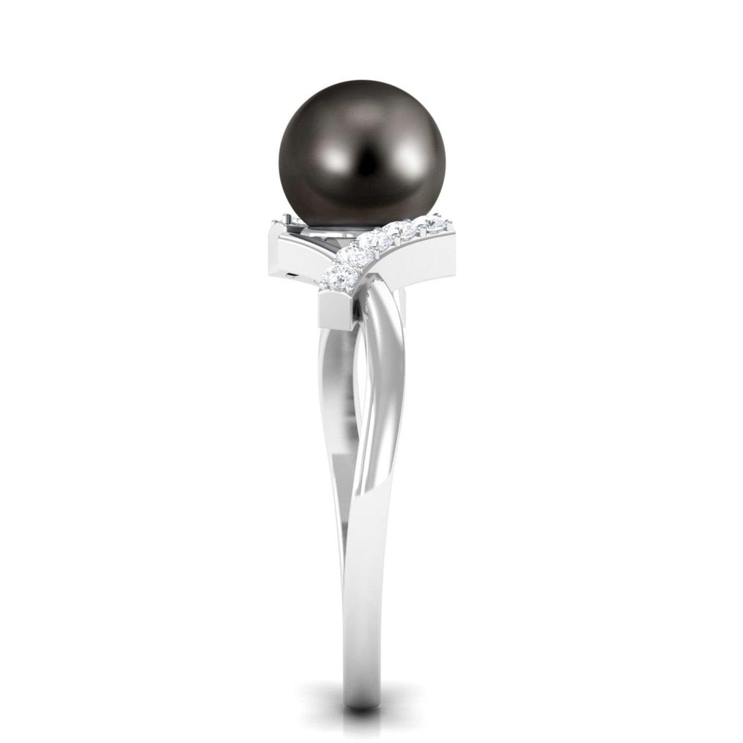Tahitian Pearl Solitaire Ring with Diamond Accent