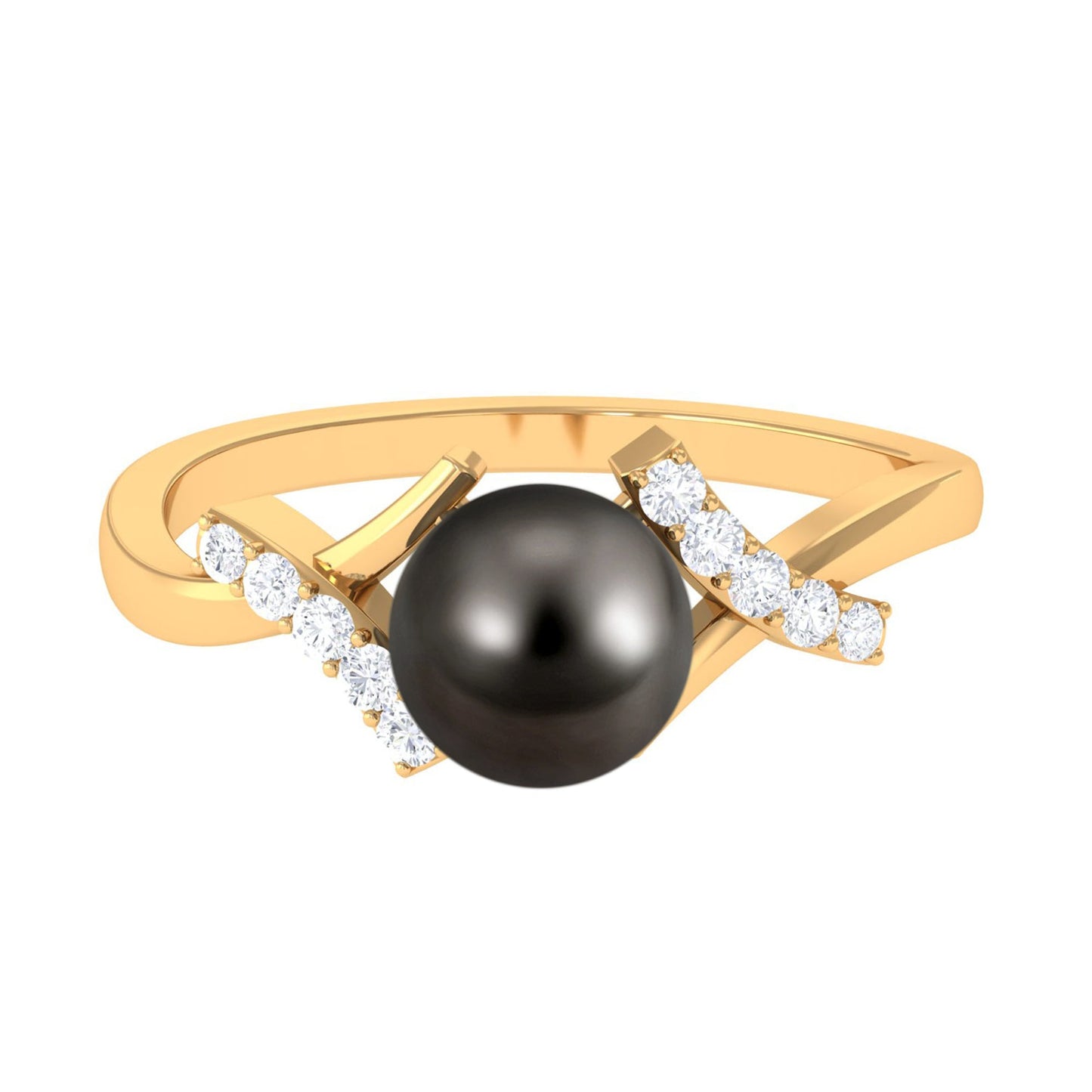 Tahitian Pearl Solitaire Ring with Diamond Accent