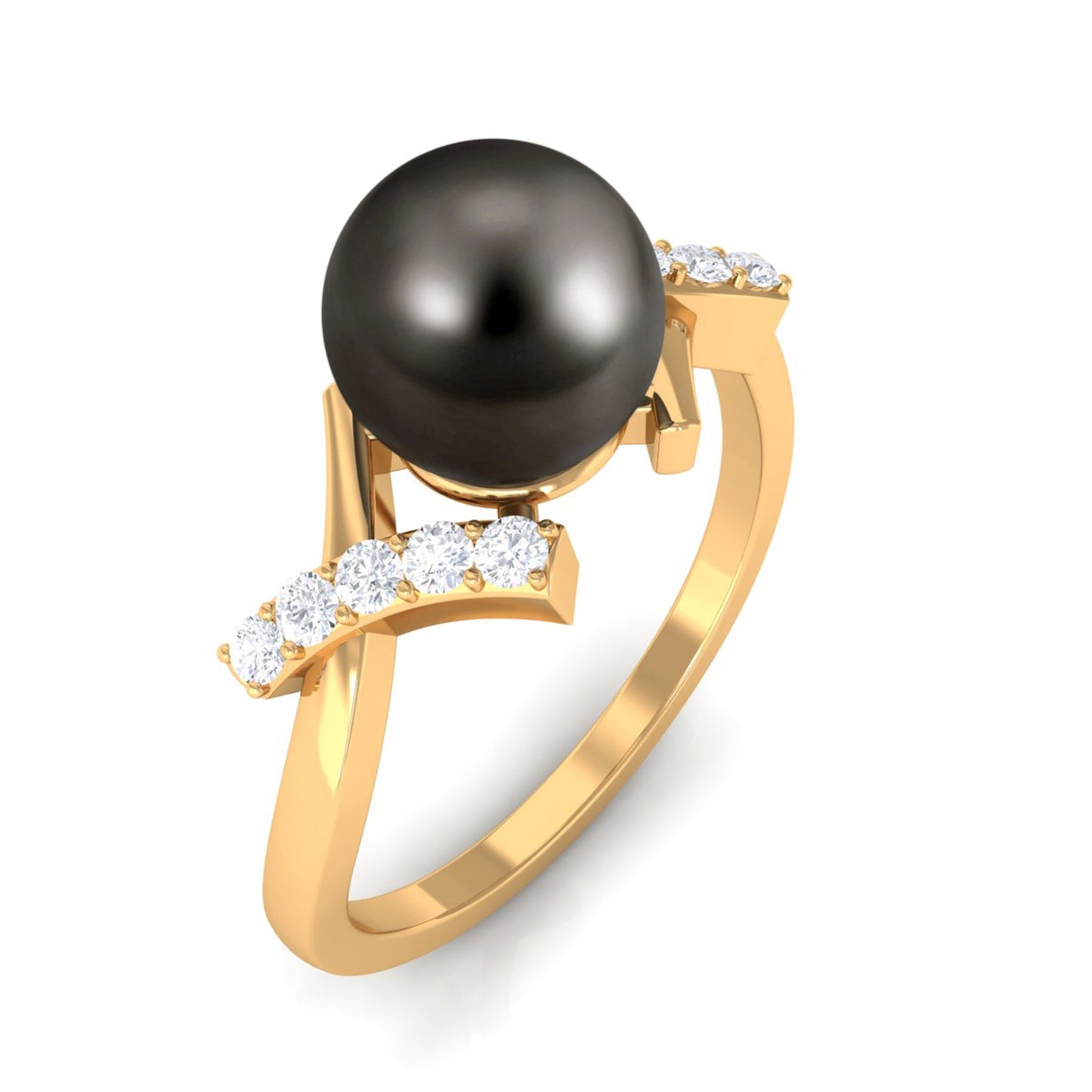Tahitian Pearl Solitaire Ring with Diamond Accent