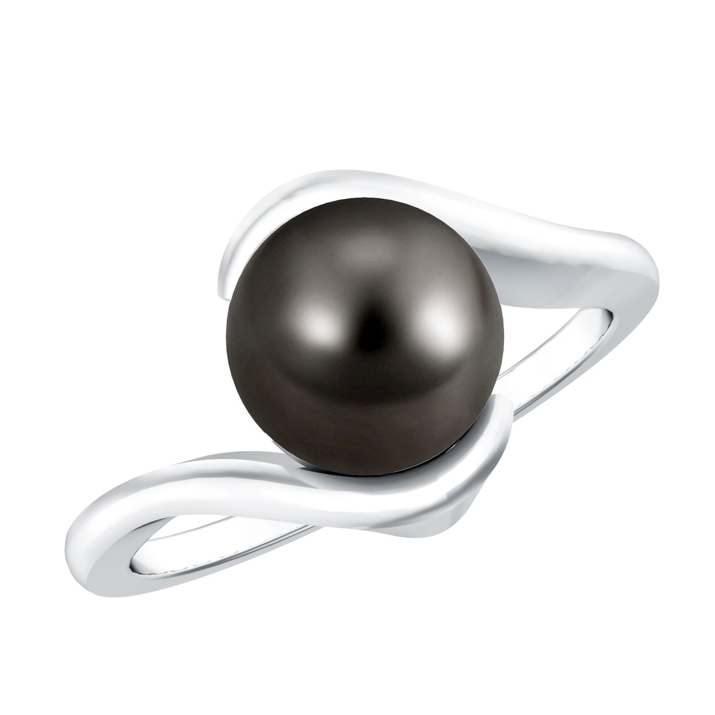 8 Carat Certified Tahitian Black Pearl Solitaire Bypass Ring