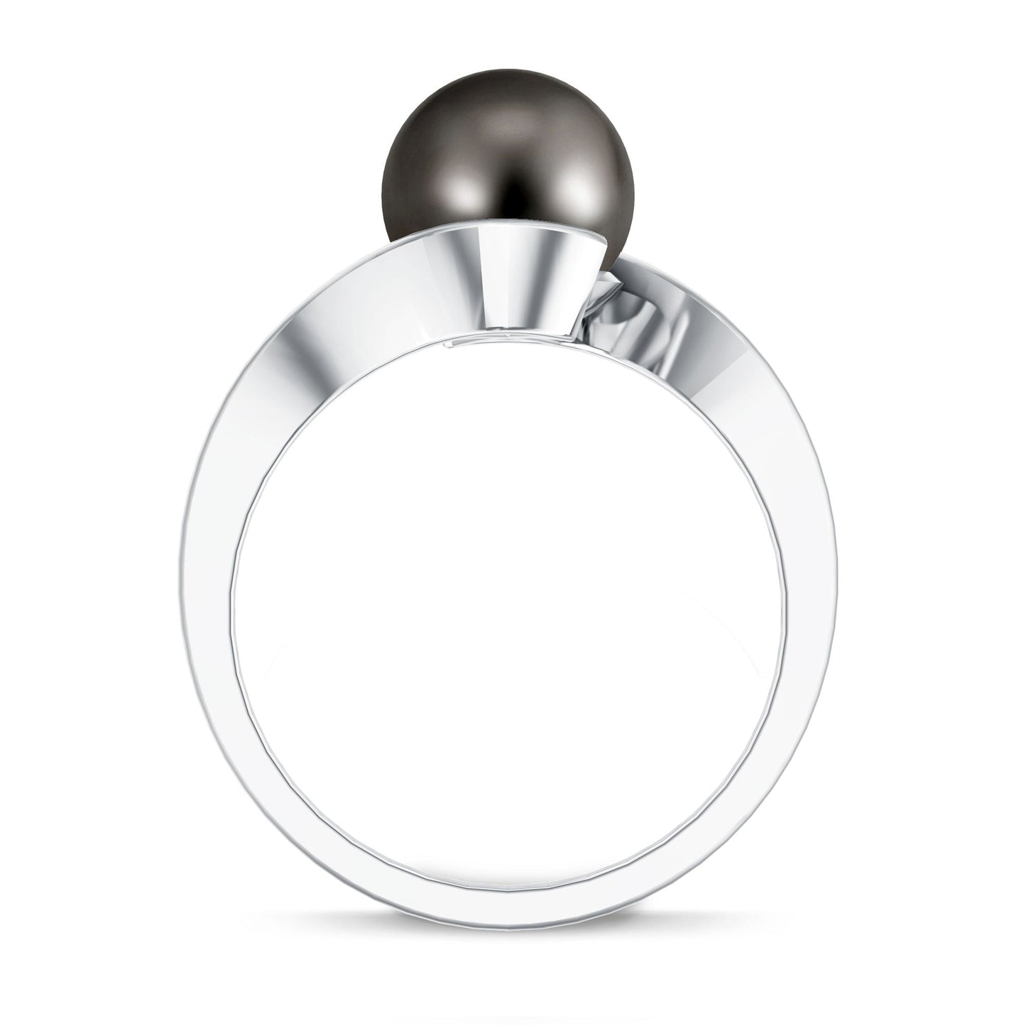 8 Carat Certified Tahitian Black Pearl Solitaire Bypass Ring