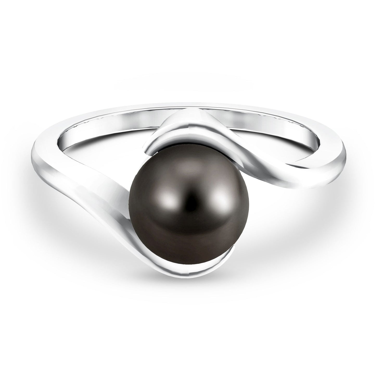 8 Carat Certified Tahitian Black Pearl Solitaire Bypass Ring