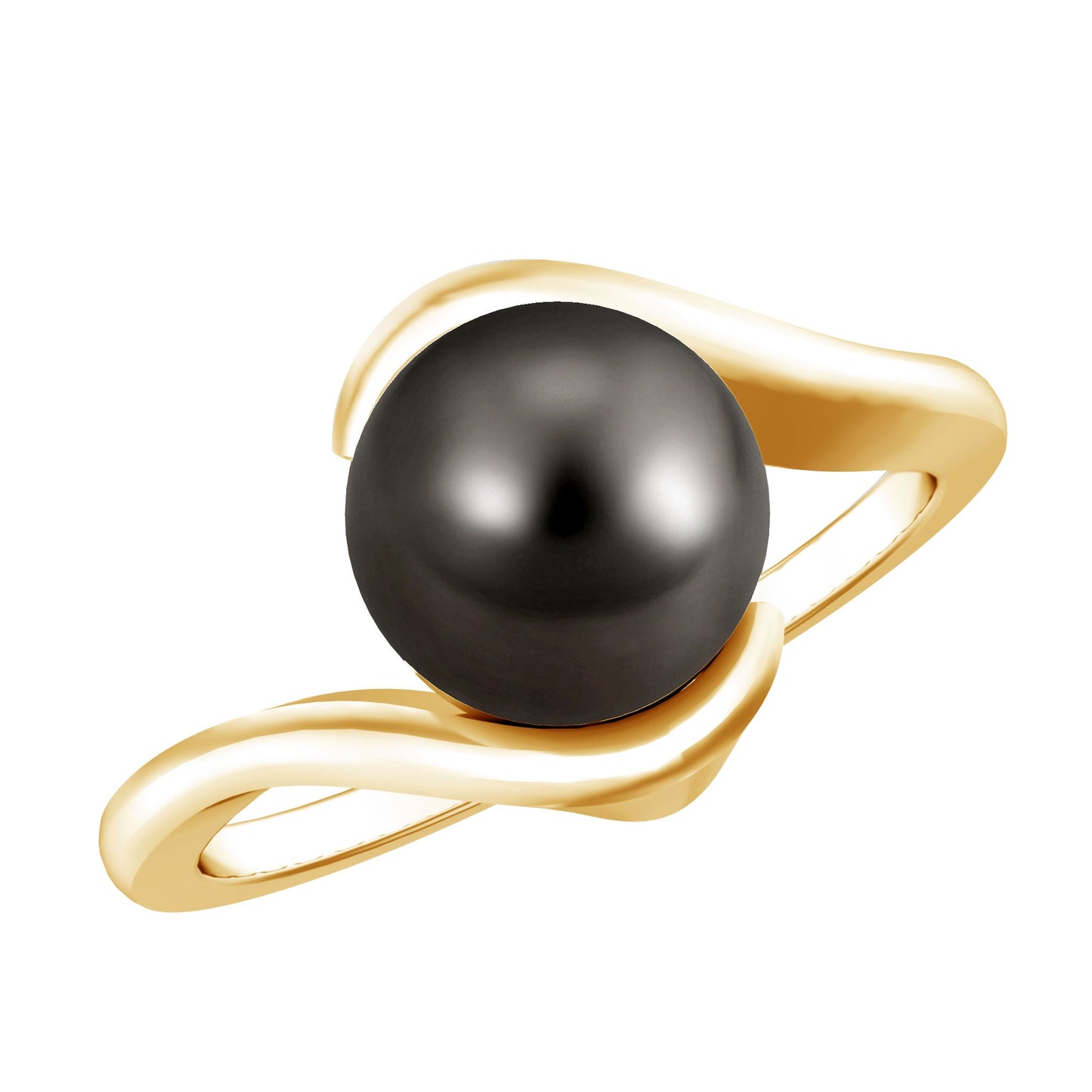 8 Carat Certified Tahitian Black Pearl Solitaire Bypass Ring