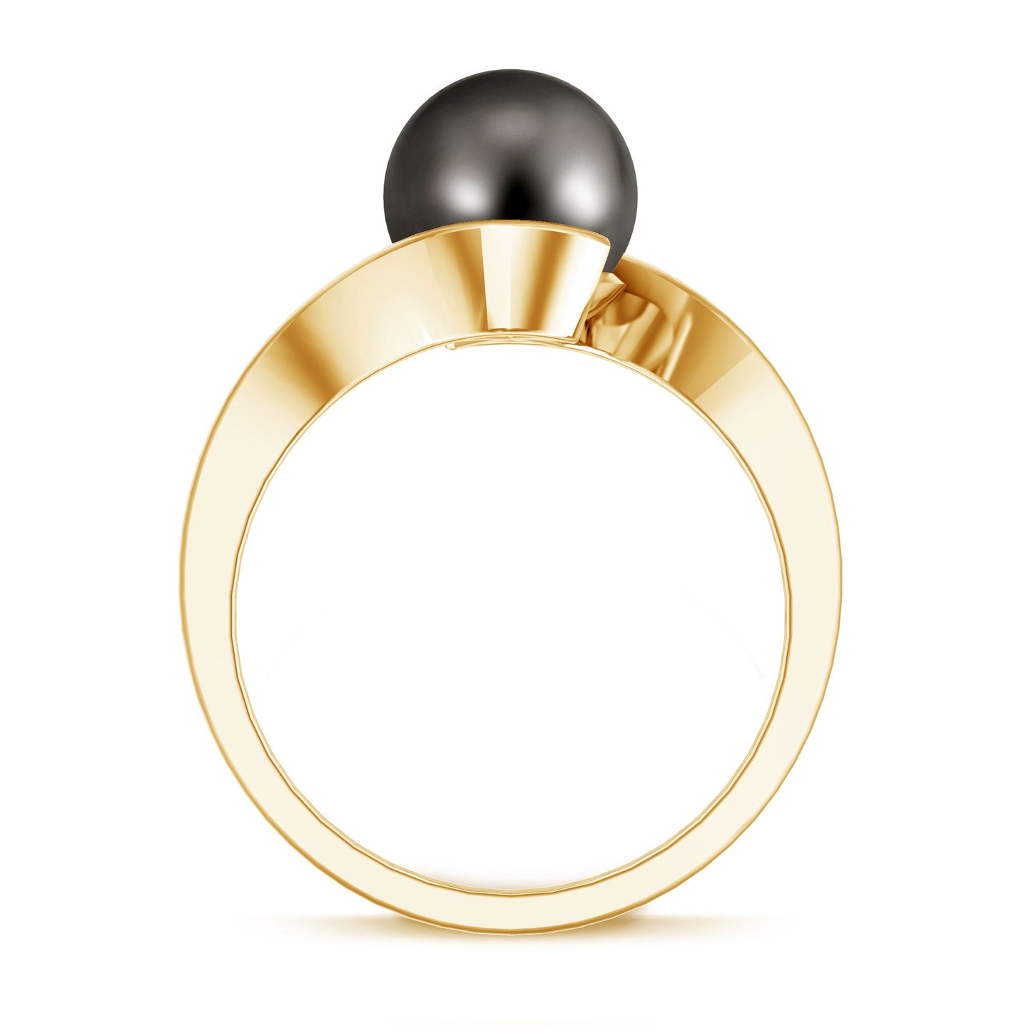 8 Carat Certified Tahitian Black Pearl Solitaire Bypass Ring