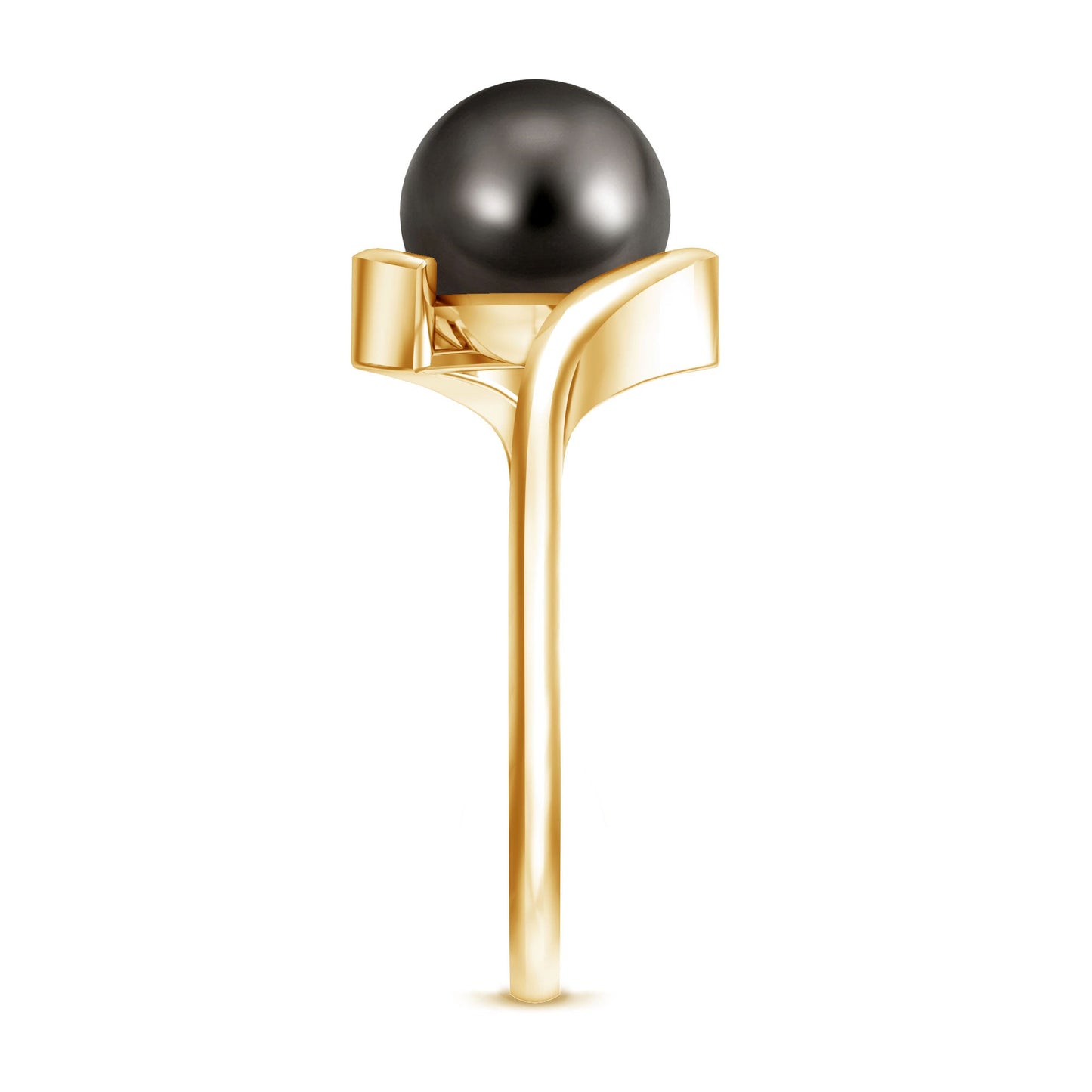 8 Carat Certified Tahitian Black Pearl Solitaire Bypass Ring