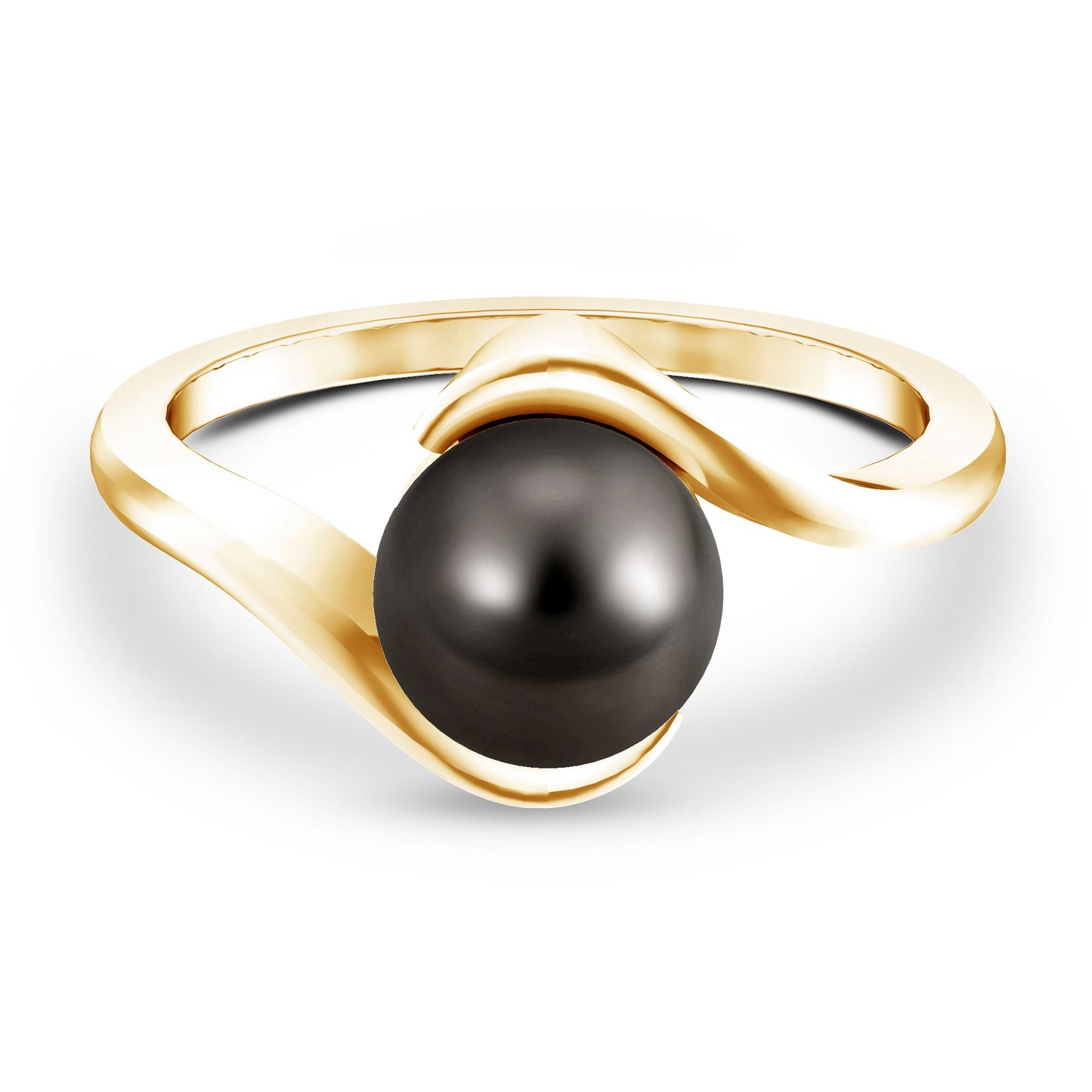 8 Carat Certified Tahitian Black Pearl Solitaire Bypass Ring