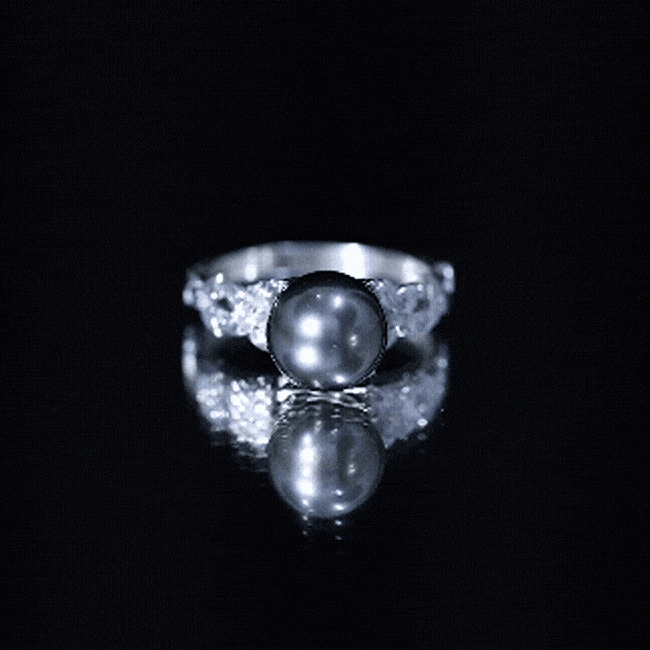 Genuine 8 Carat Tahitian Black Pearl Flower Engagement Ring with Diamond