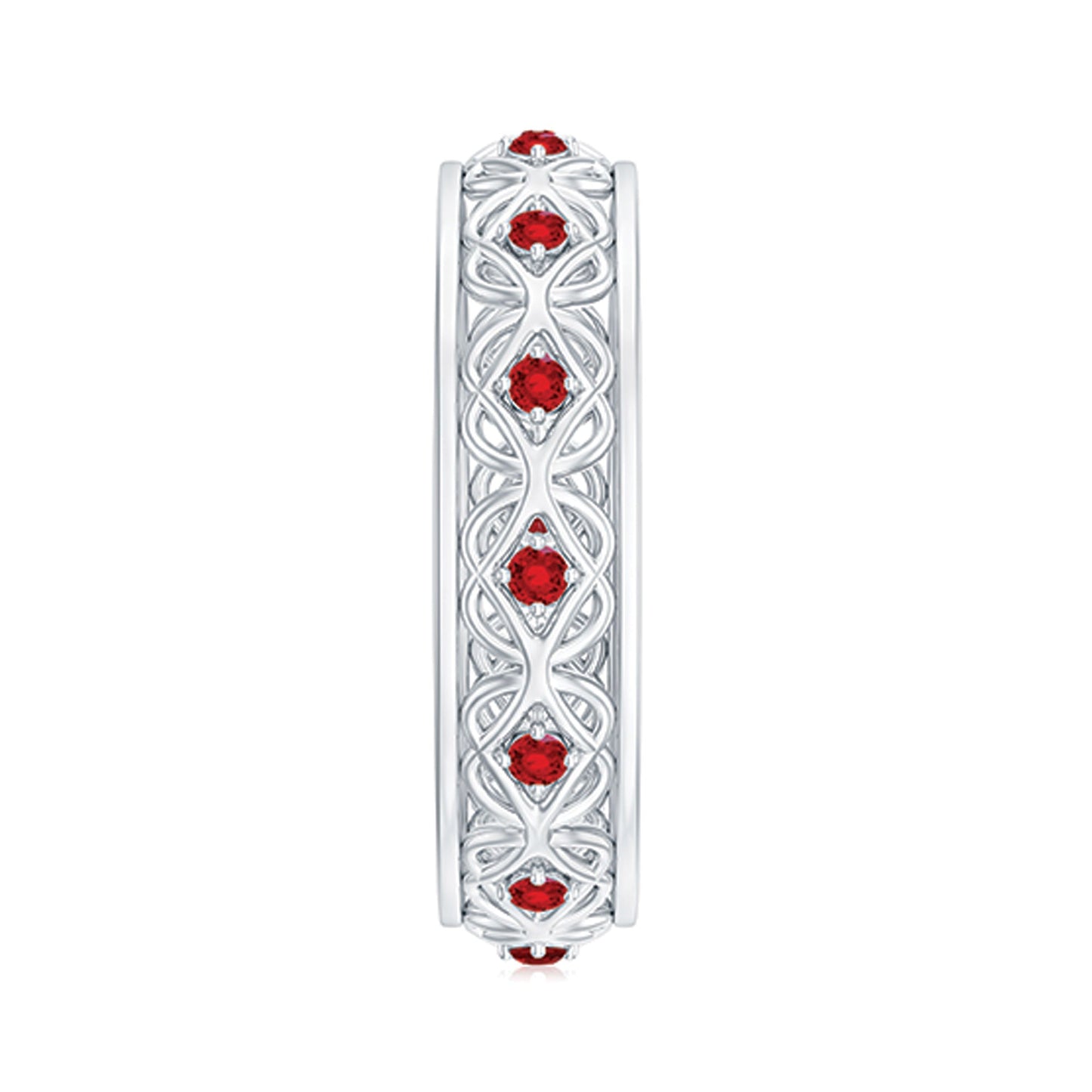 Vintage Style Lab Grown Ruby Celtic Knot Eternity Band Ring