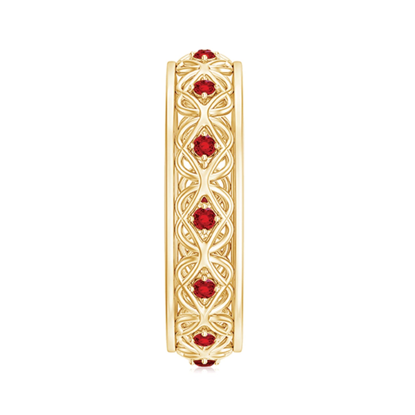 Vintage Style Lab Grown Ruby Celtic Knot Eternity Band Ring