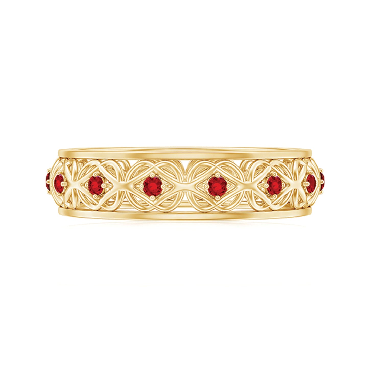 Vintage Style Lab Grown Ruby Celtic Knot Eternity Band Ring