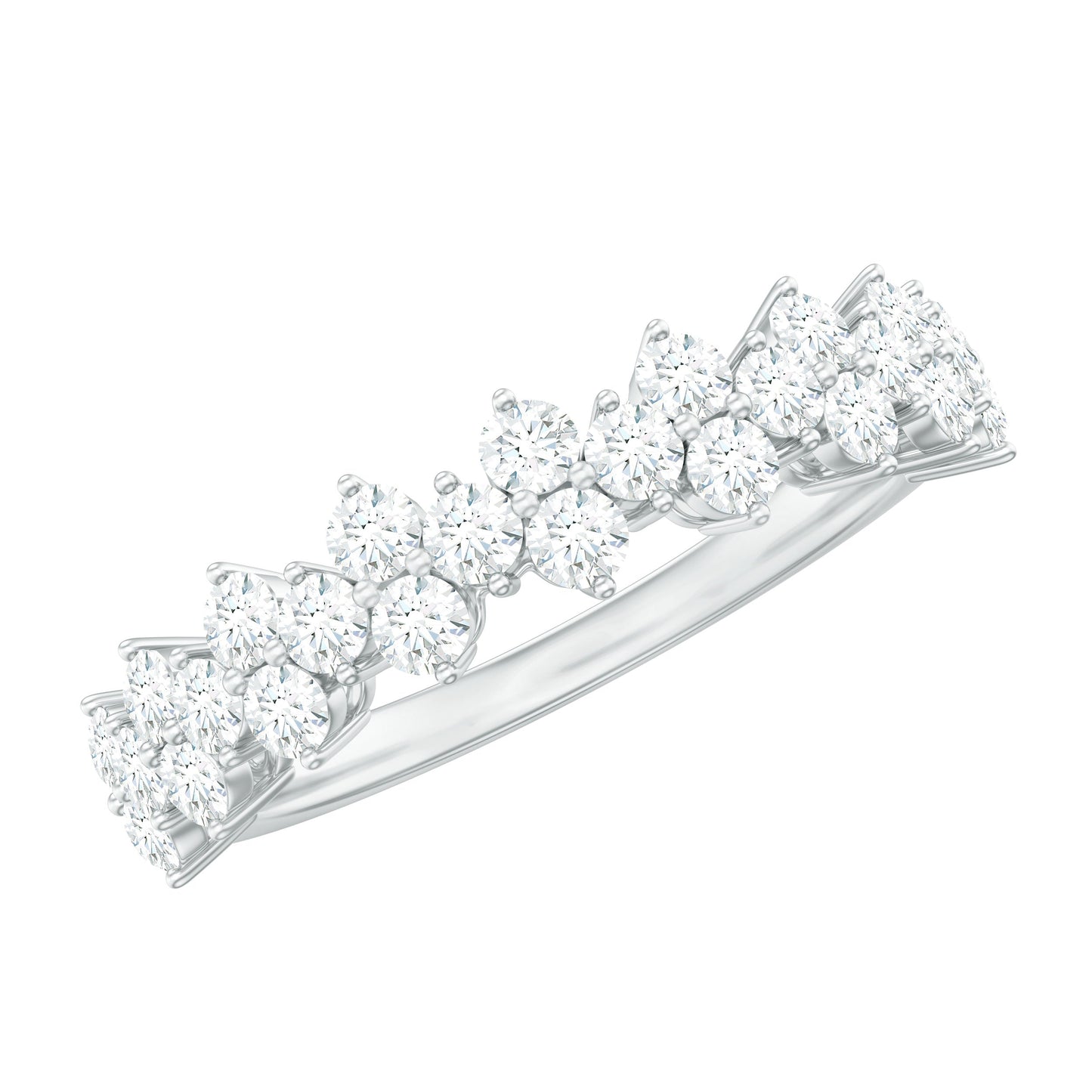 Round Moissanite Cluster Eternity Wedding Band