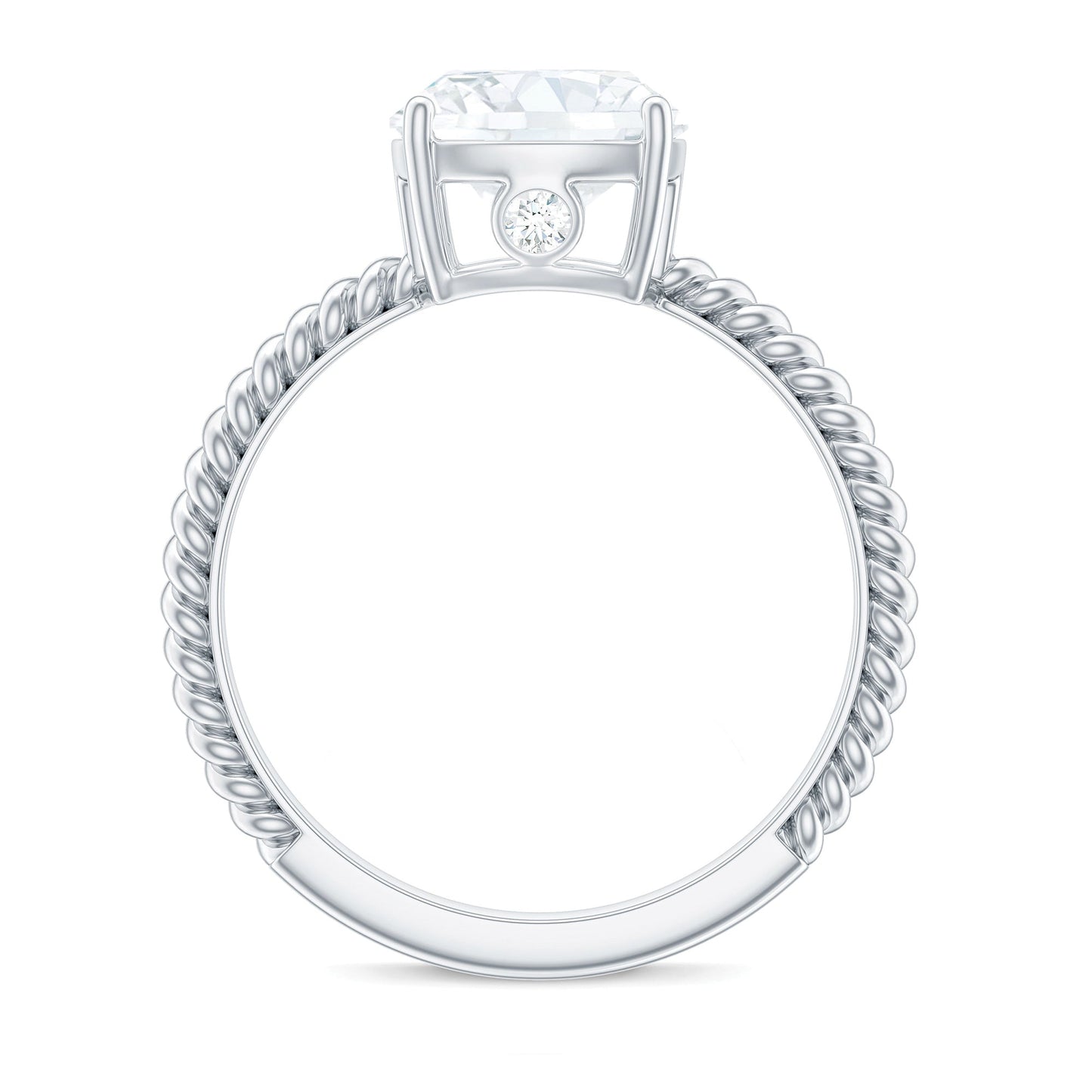 Cushion Cut Moissanite Solitaire Engagement Ring with Twisted Rope
