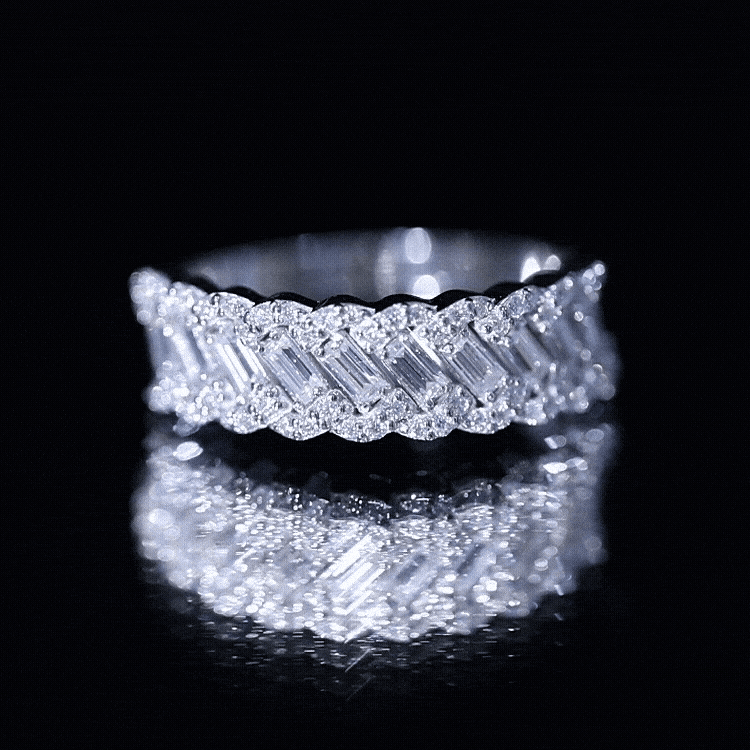 Baguette and Round Cut Zircon Braided Anniversary Ring