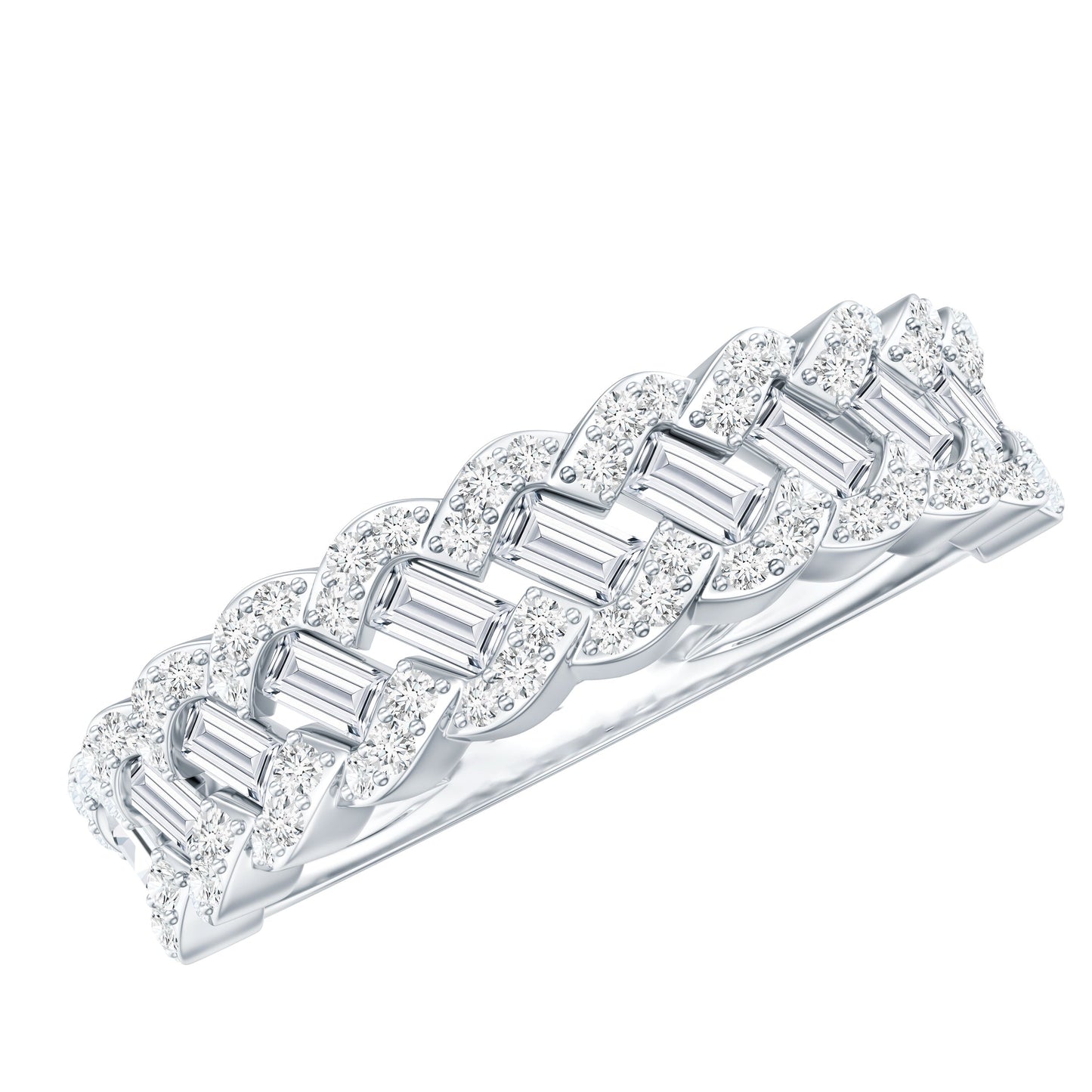 Baguette and Round Cut Zircon Braided Anniversary Ring