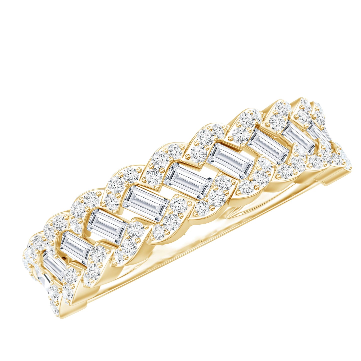 Baguette and Round Cut Zircon Braided Anniversary Ring
