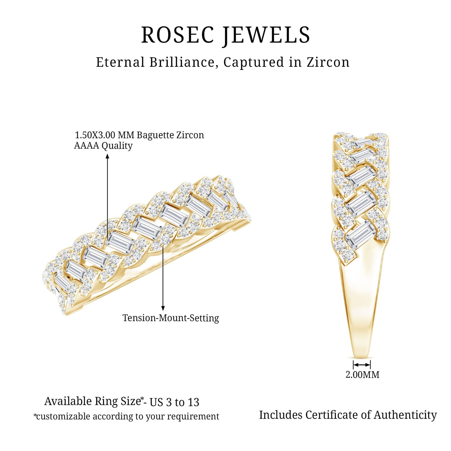 Baguette and Round Cut Zircon Braided Anniversary Ring