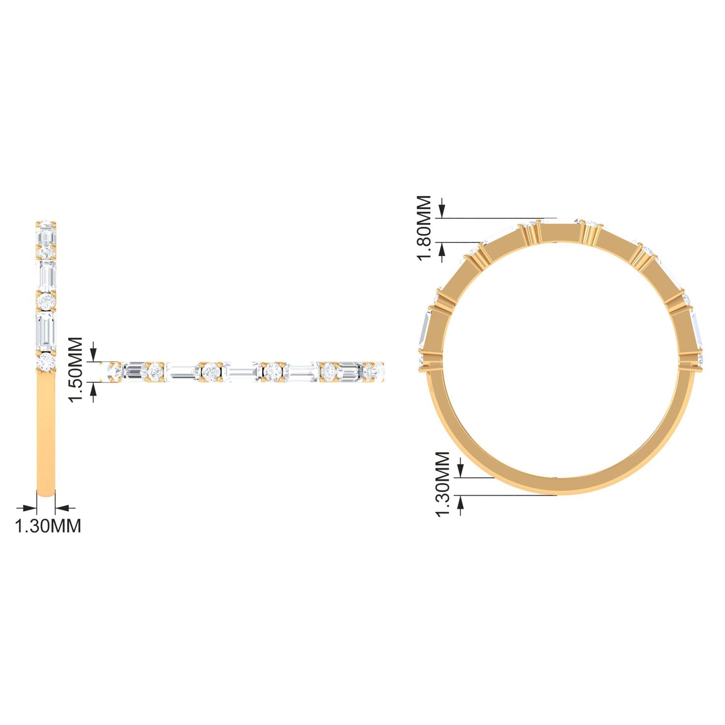 Minimal Simulated Diamond Stackable Wedding Band