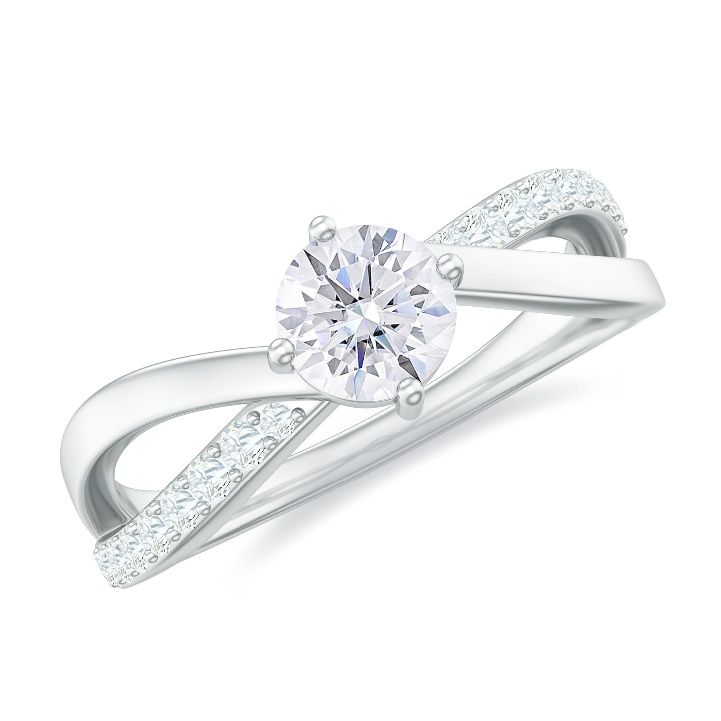 Round Cut Zircon Infinity Solitaire Ring in Prong Setting
