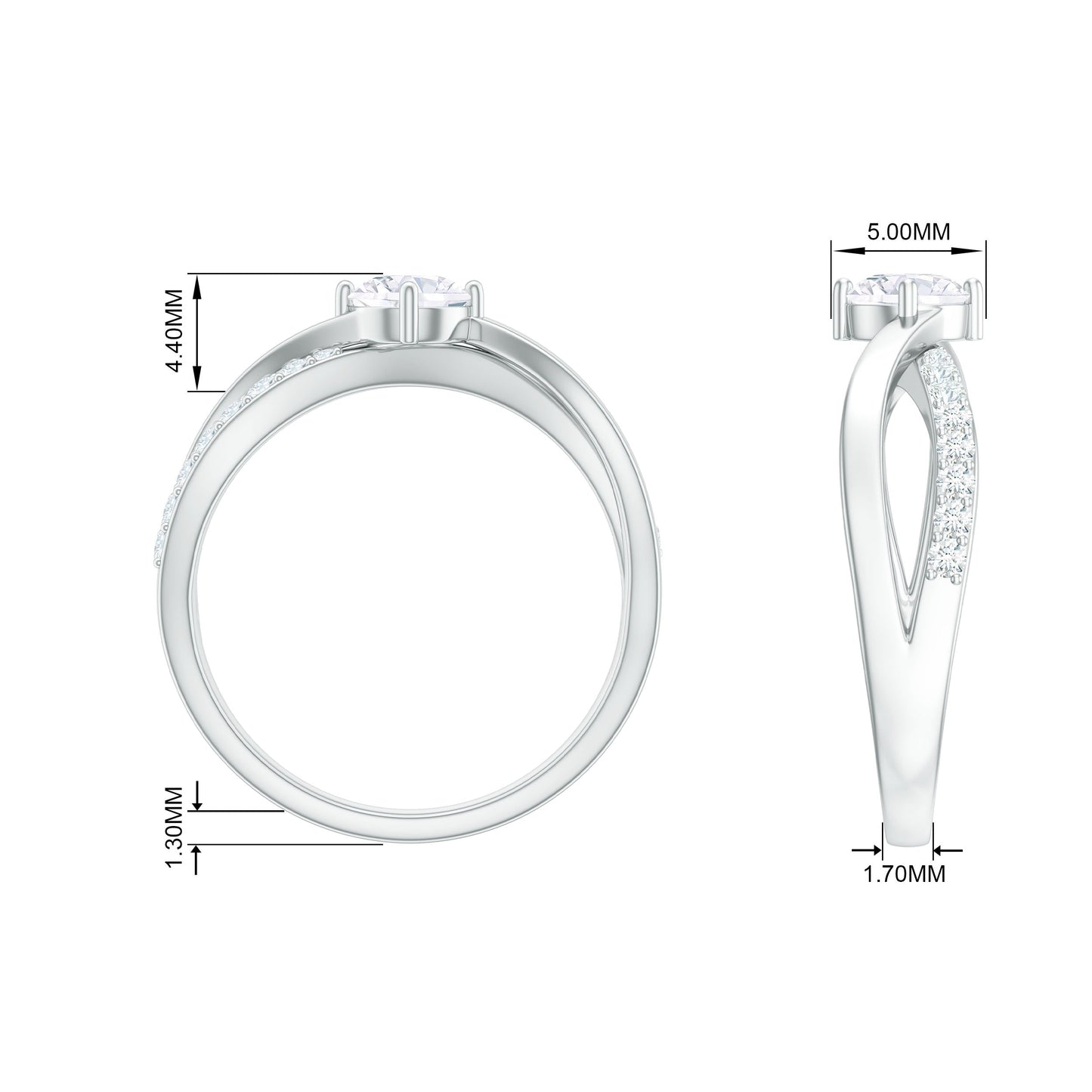 Round Cut Zircon Infinity Solitaire Ring in Prong Setting