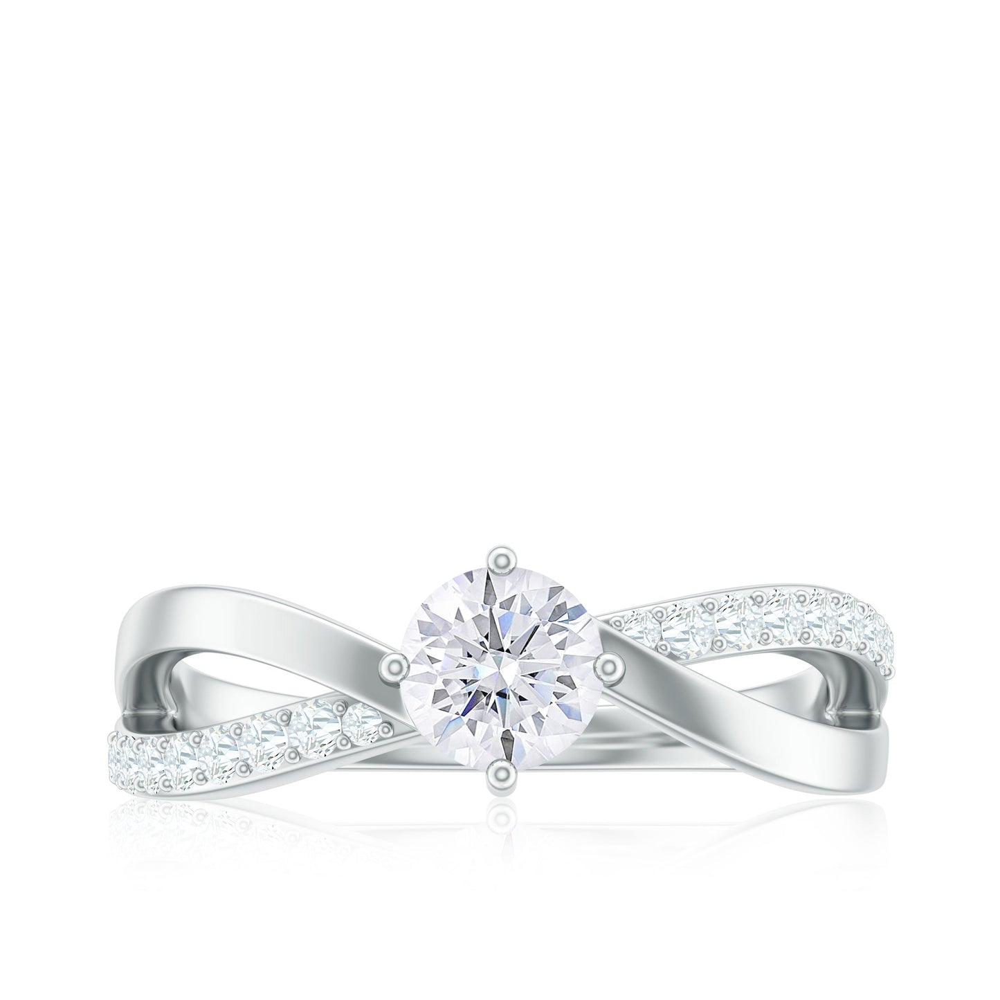 Round Cut Zircon Infinity Solitaire Ring in Prong Setting