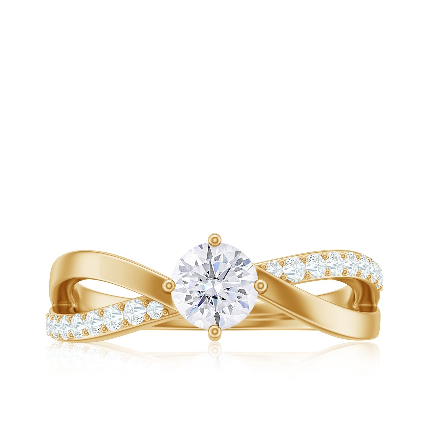Round Cut Zircon Infinity Solitaire Ring in Prong Setting