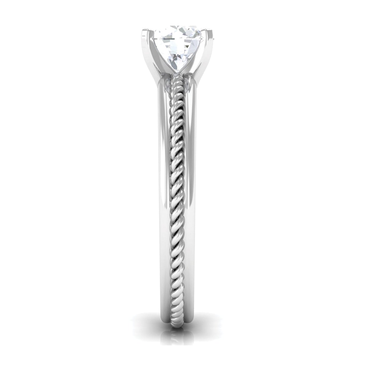 Cubic Zirconia Solitaire Twisted Rope Ring in Square Prong Setting