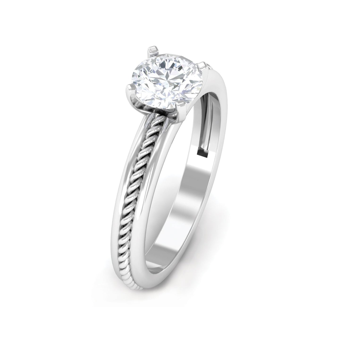 Cubic Zirconia Solitaire Twisted Rope Ring in Square Prong Setting