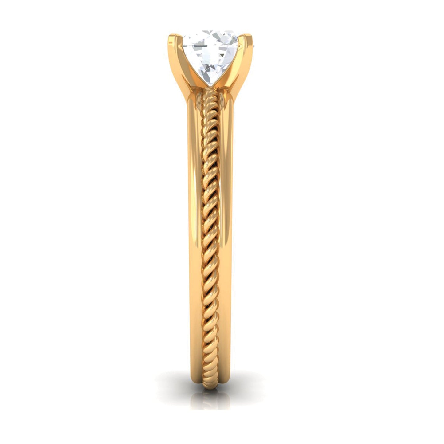 Cubic Zirconia Solitaire Twisted Rope Ring in Square Prong Setting