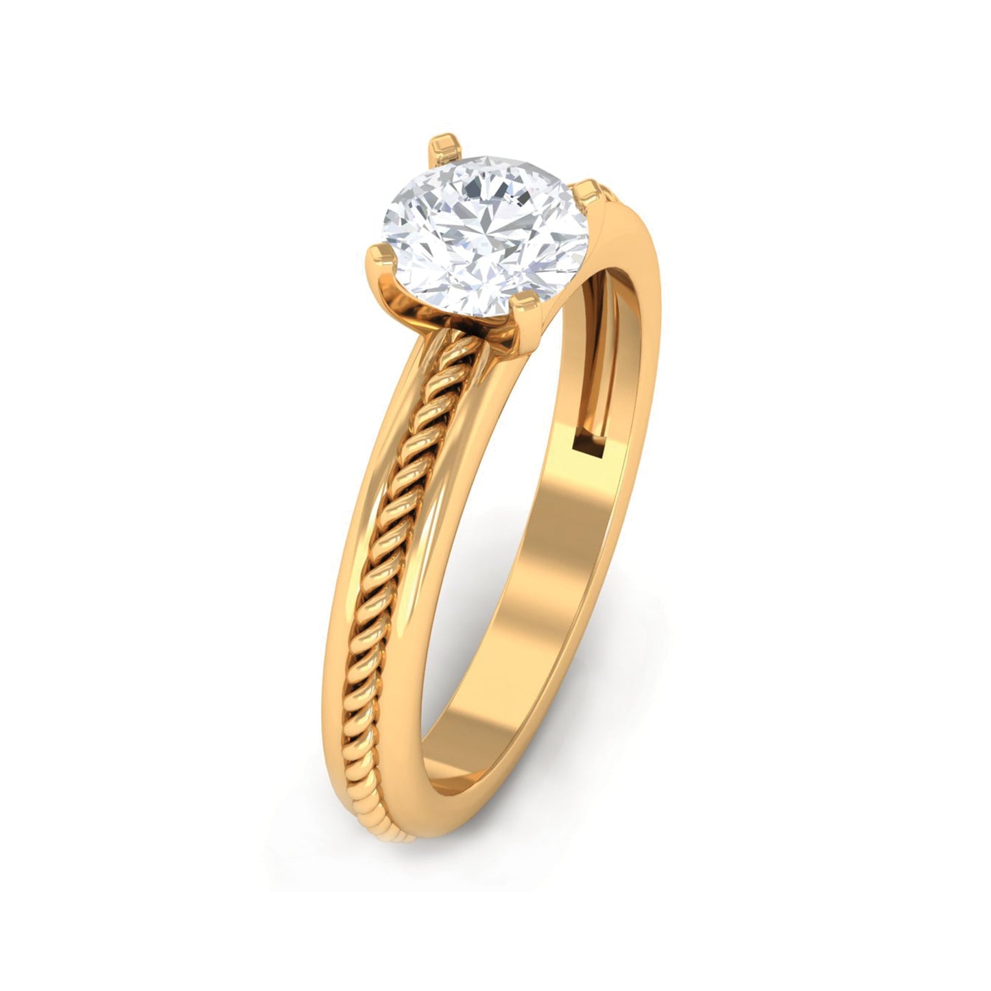 Cubic Zirconia Solitaire Twisted Rope Ring in Square Prong Setting