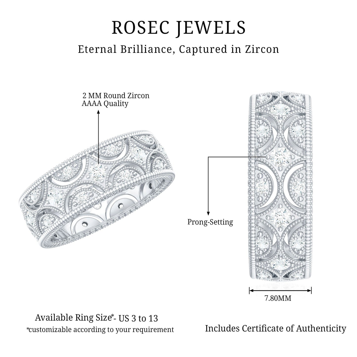 Zircon Designer Cut Out Wedding Band Ring