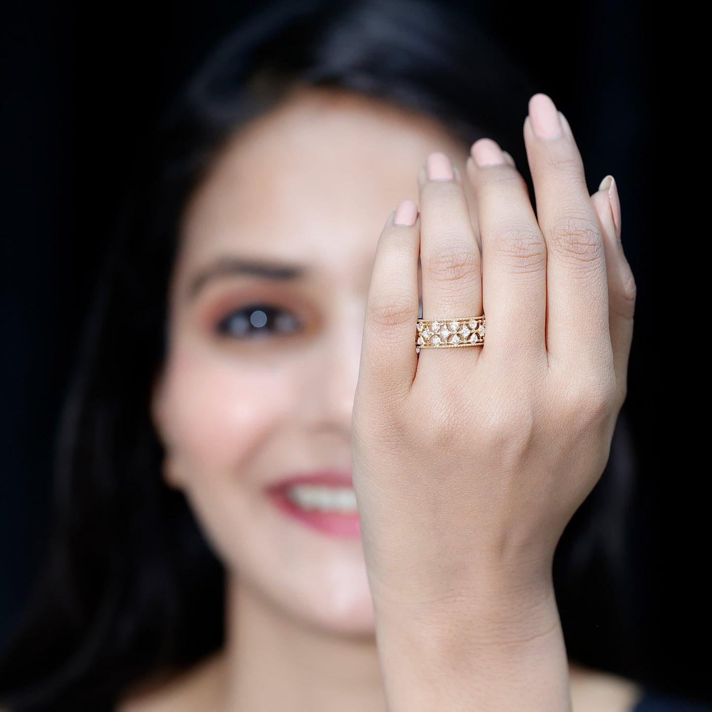 Zircon Designer Cut Out Wedding Band Ring
