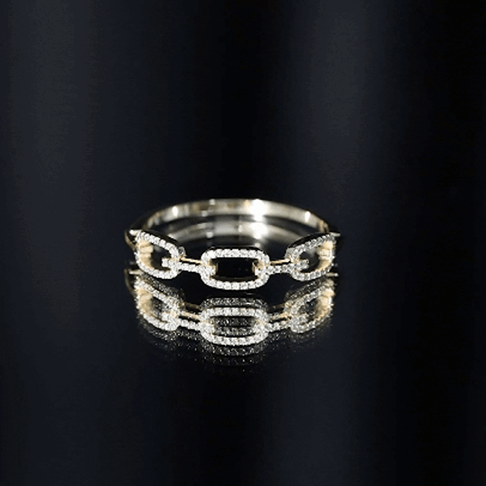 Minimal Cubic Zirconia Chain Link Ring
