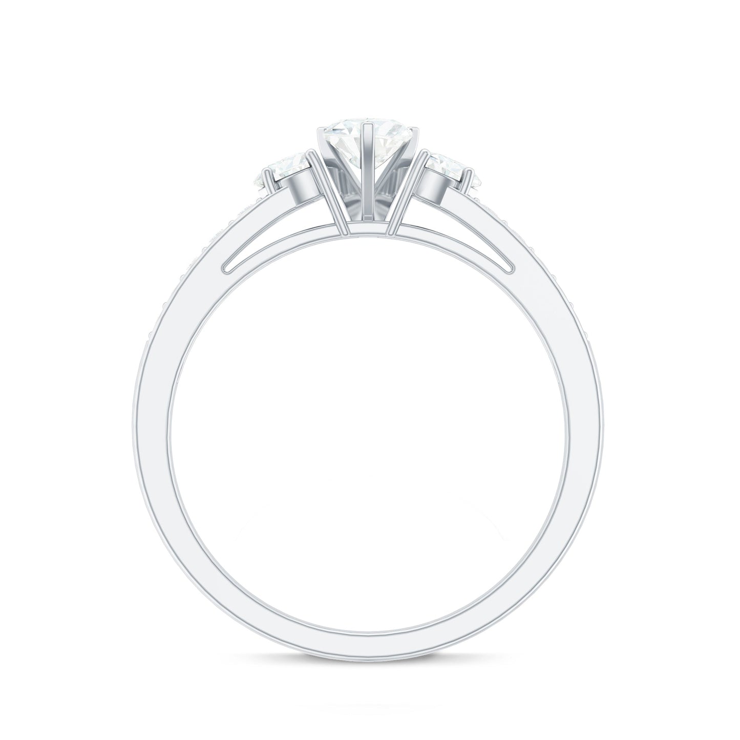 Heart Shape Zircon Anniversary Ring with Side Stones
