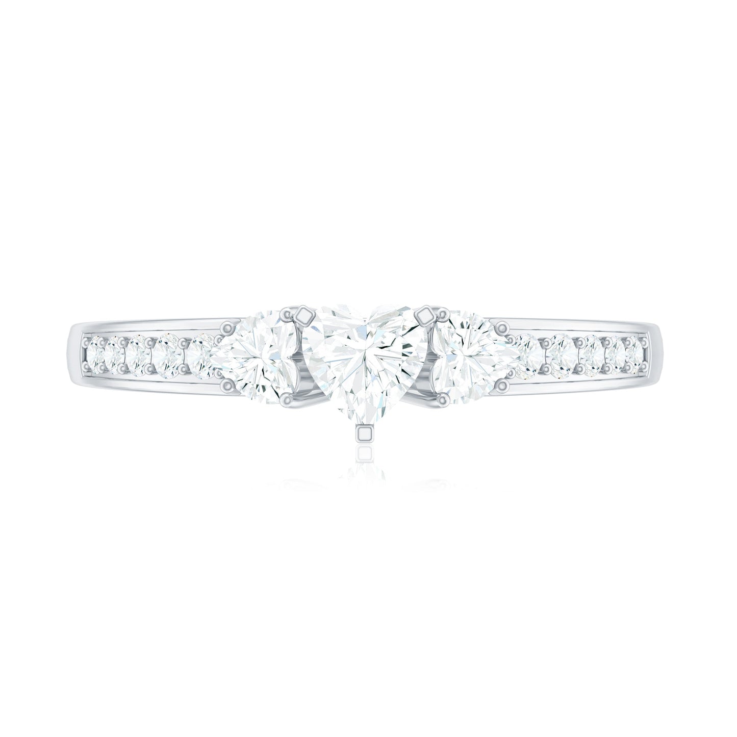 Heart Shape Zircon Anniversary Ring with Side Stones
