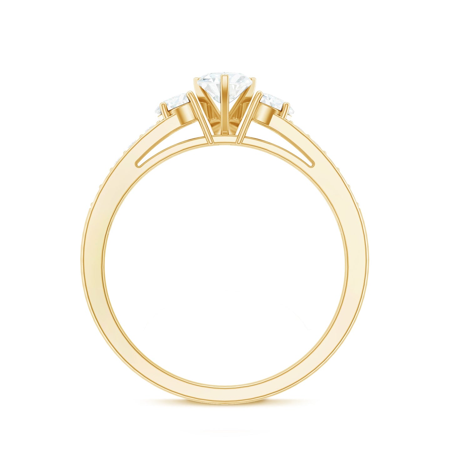 Heart Shape Zircon Anniversary Ring with Side Stones