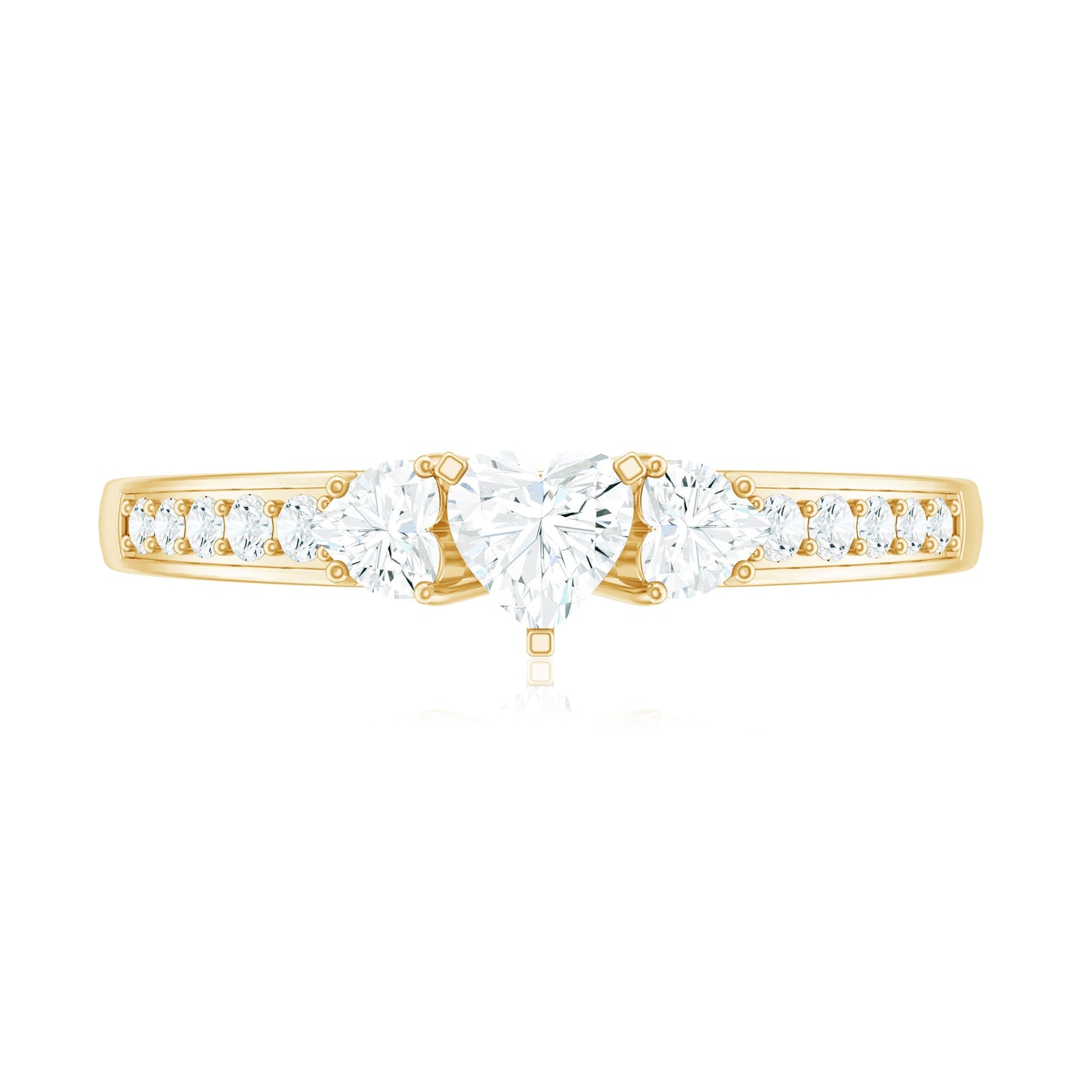 Heart Shape Zircon Anniversary Ring with Side Stones