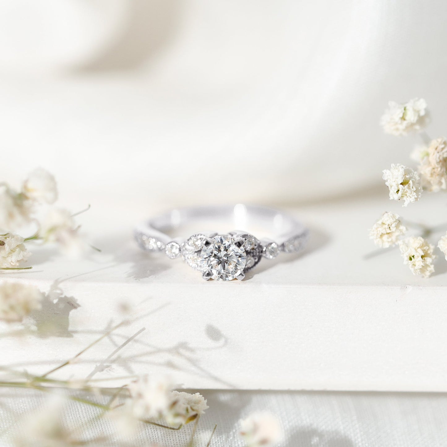 Vintage Inspired Zircon Engagement Ring for Women