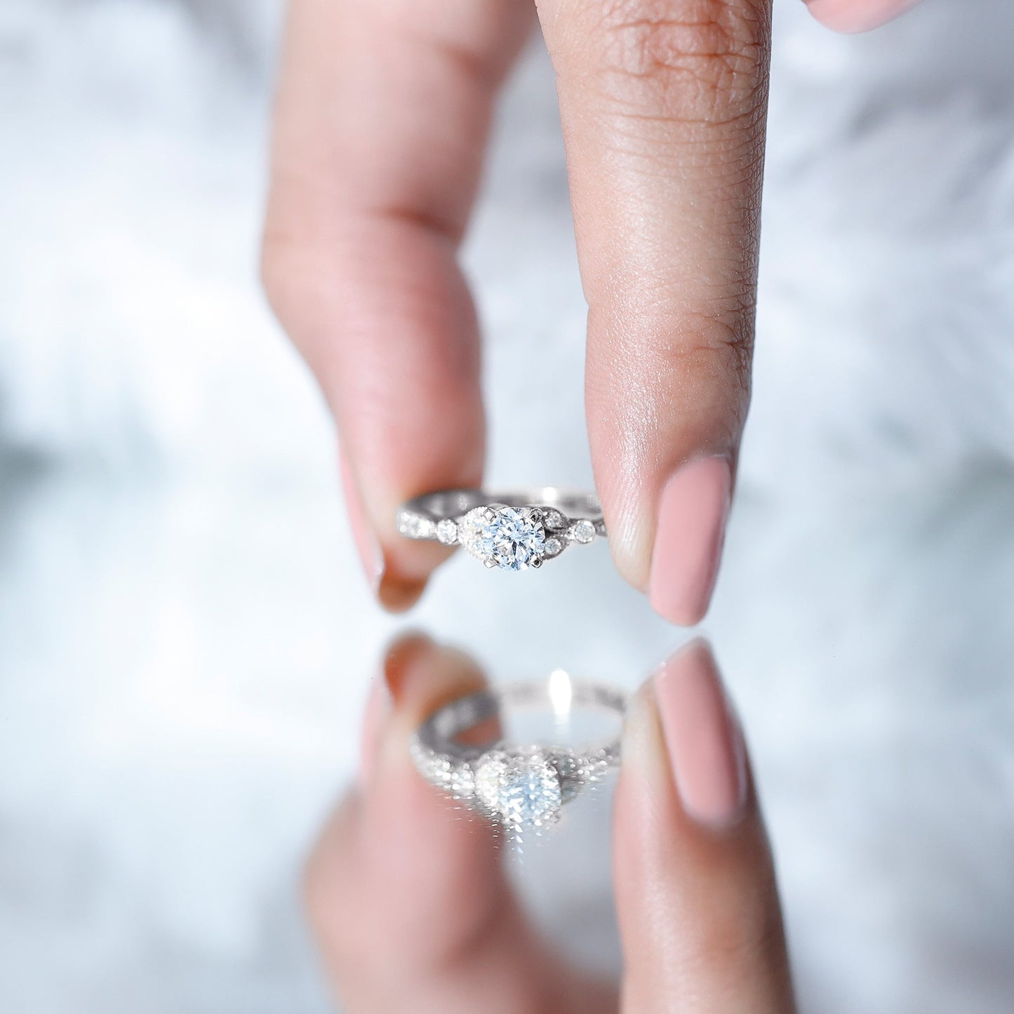 Vintage Inspired Zircon Engagement Ring for Women