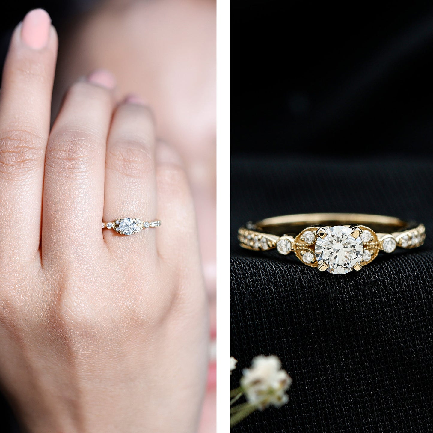 Vintage Inspired Zircon Engagement Ring for Women