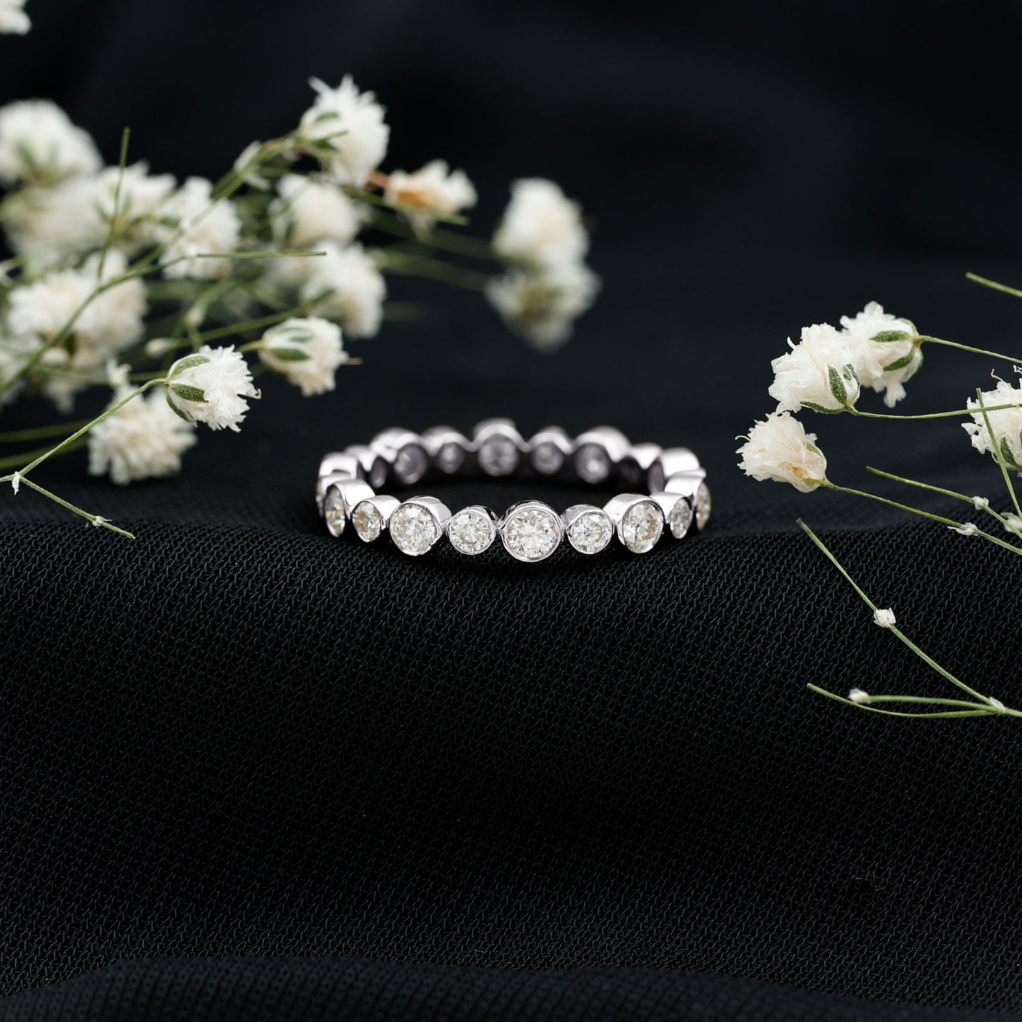 Bezel Set Round Cubic Zirconia Unique Full Eternity Ring