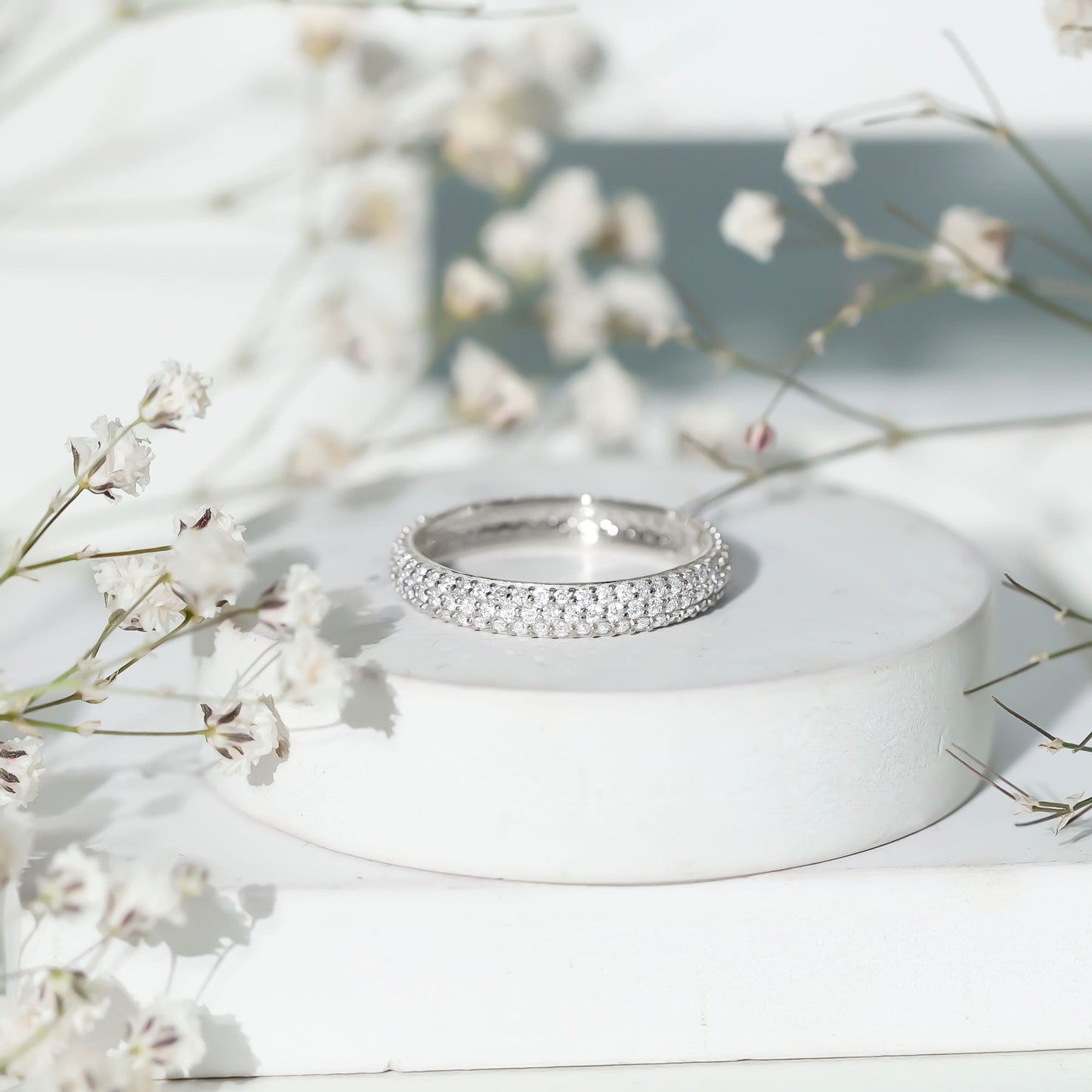 Pave Set Cubic Zirconia Eternity Band Ring