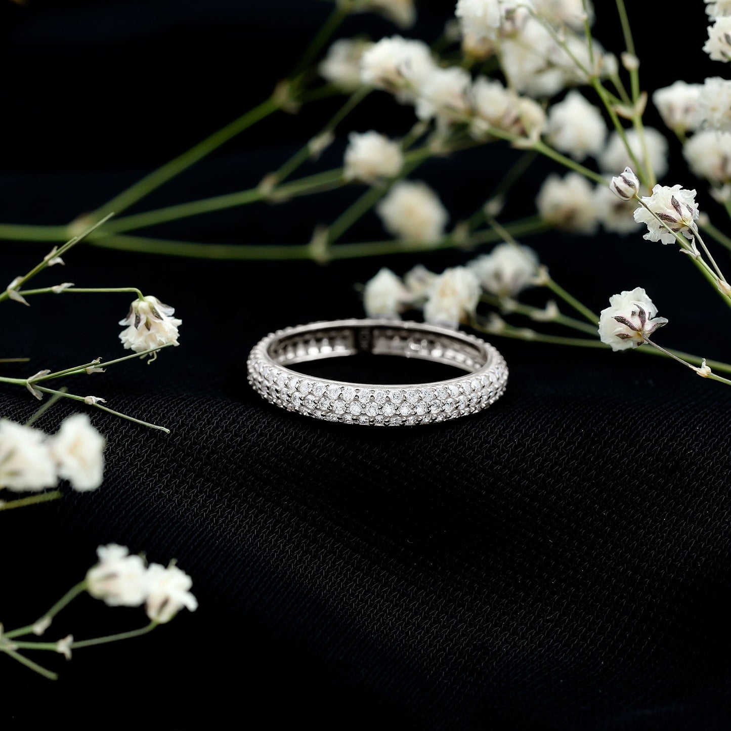Pave Set Cubic Zirconia Eternity Band Ring