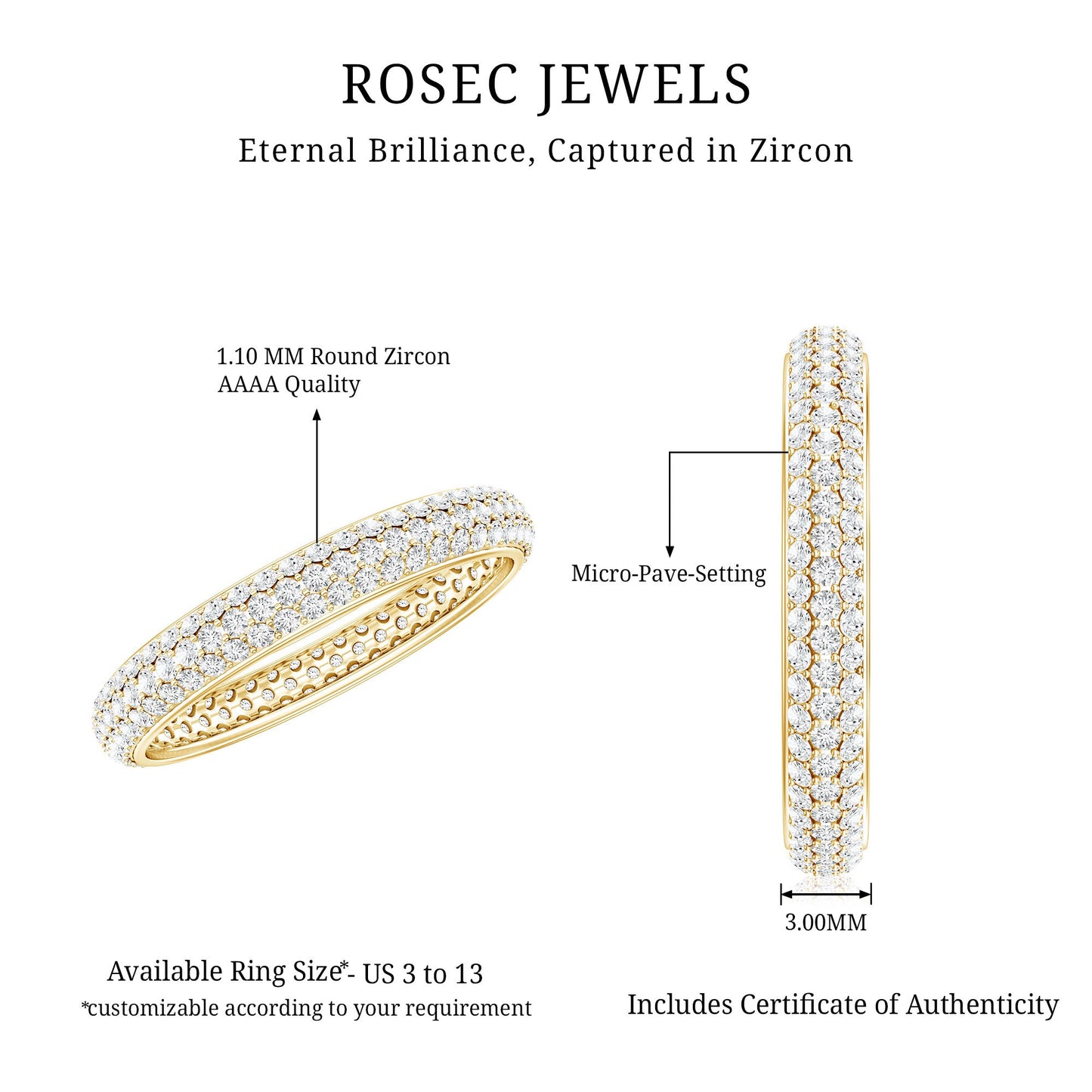 Pave Set Cubic Zirconia Eternity Band Ring
