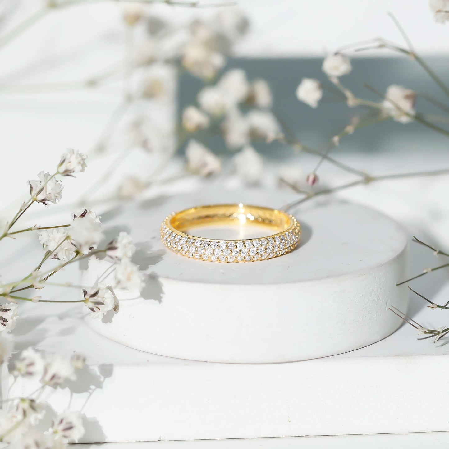 Pave Set Cubic Zirconia Eternity Band Ring