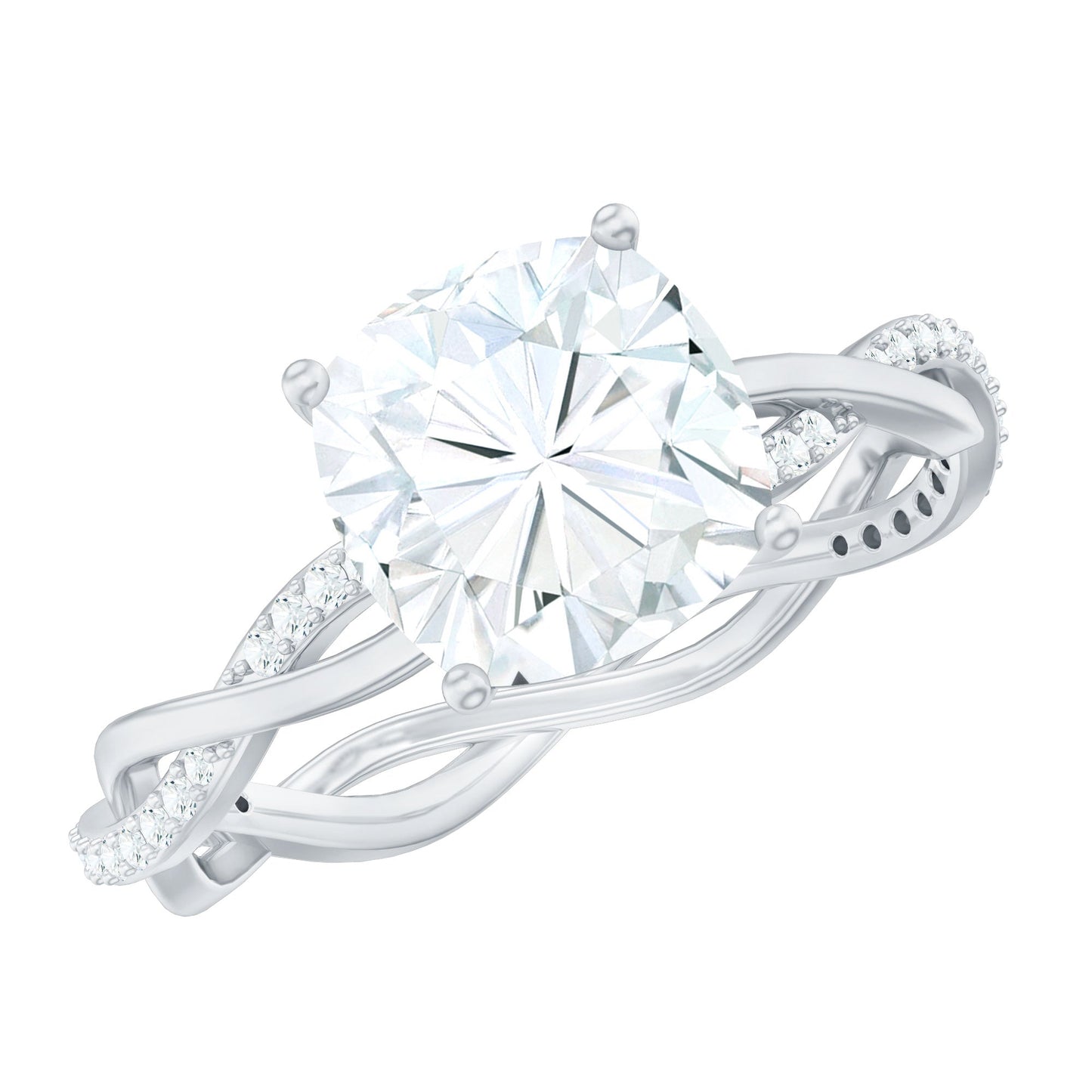 8 MM Moissanite Cushion Cut Hidden Halo Engagement Rings
