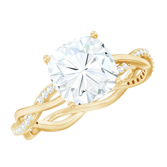 8 MM Moissanite Cushion Cut Hidden Halo Engagement Rings